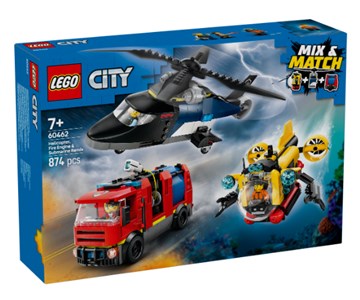 LEGO 60462 CITY - Elicottero, autopompa e sottomarino