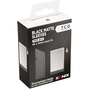 KONIX - BUSTINE NERE OPACHE 66 X 91 MM PER COMPETIZIONE - 100 BUSTINE - COMPATIBILI CON MAGIC THE GATHERING, POKÉMON - PLASTICA - NERO
