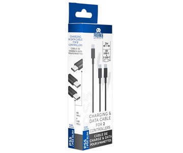 Fast Charge Cable type-C to type C for 2 controllers PS5/PS5 slim 3 meters
