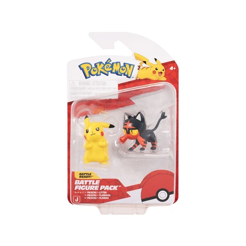 JAZWARES Battle Figure Pack: Pokemon - Litten & Pikachu