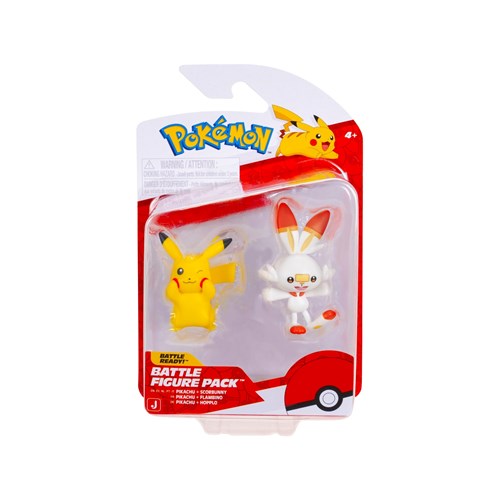 JAZWARES Battle Figure Pack: Pokemon - Scorbunny & Pikachu