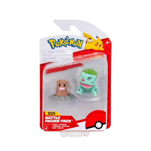 JAZWARES Battle Figure Pack: Pokemon - Diglett & Bulbasaur