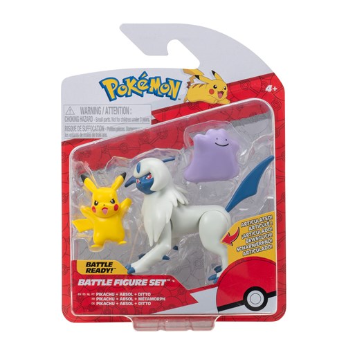 JAZWARES Battle Figure Pack: Pokemon - Pikachu, Ditto & Absol