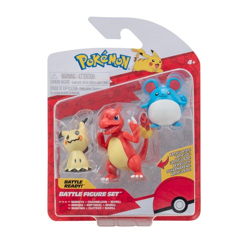 JAZWARES Battle Figure Pack: Pokemon - Maril, Mimikyu & Charmeleon