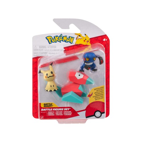 JAZWARES Battle Figure Pack: Pokemon -  Croagunk, Mimikyu & Porygon