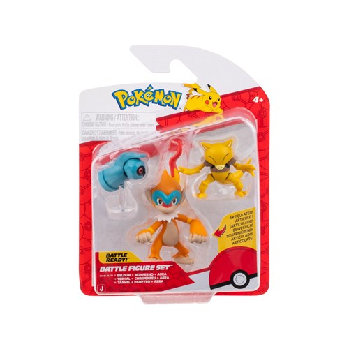JAZWARES Battle Figure Pack: Pokemon -  Beldum with Stand, Abra, & Monferno