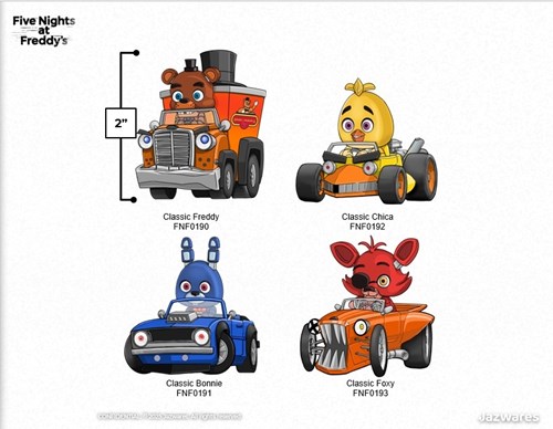 JAZWARES Figure: Five Nights At Freddy's - Mini Veicoli Assortito 12pz 5cm