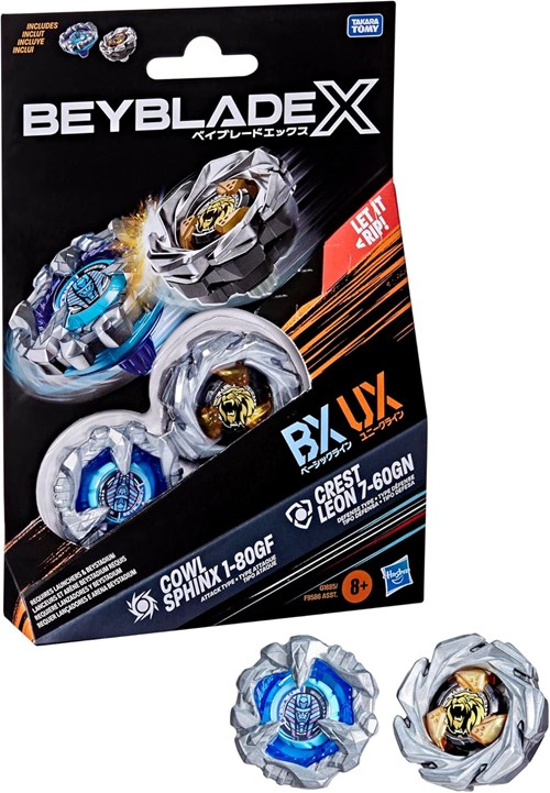 Hasbro BeyBlade X: Cowl Sphinx 1-80GF & Crest Leon 7-60GN Dual Pack (G1685)