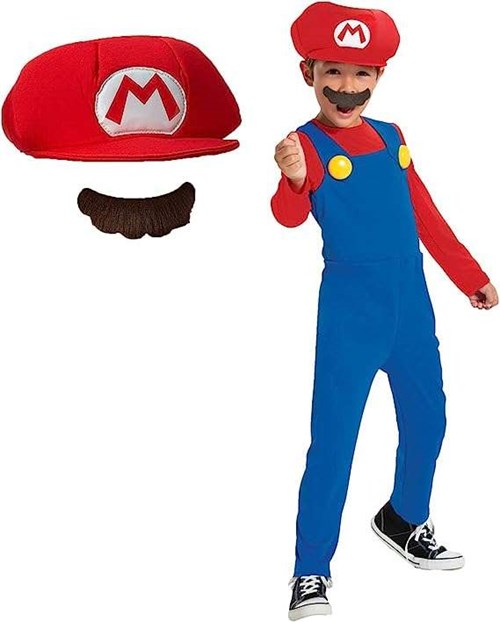 JAKKS PACIFIC NINTENDO: SUPER MARIO - COSTUME SUPER MARIO BAMBINO (TAGLIA M 7-8 ANNI)