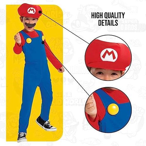 JAKKS PACIFIC NINTENDO: SUPER MARIO - COSTUME SUPER MARIO BAMBINO (TAGLIA M 7-8 ANNI)