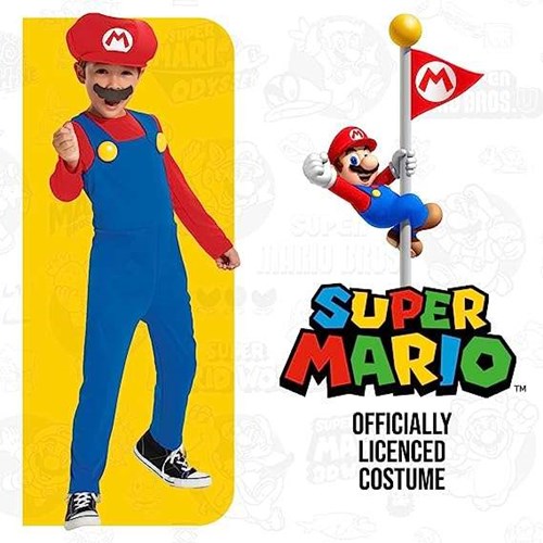 JAKKS PACIFIC NINTENDO: SUPER MARIO - COSTUME SUPER MARIO BAMBINO (TAGLIA M 7-8 ANNI)